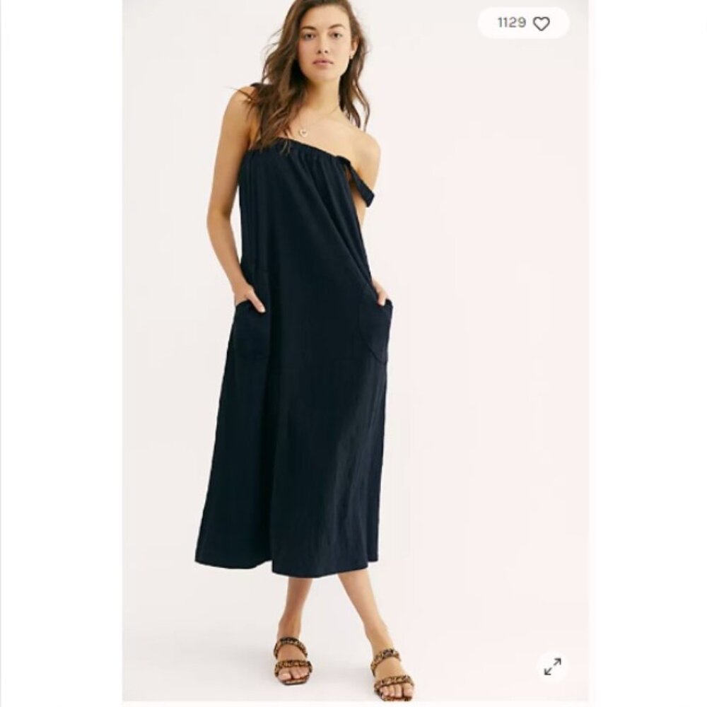 Free People Just Wanna Have Sun Midi Dress - L Black